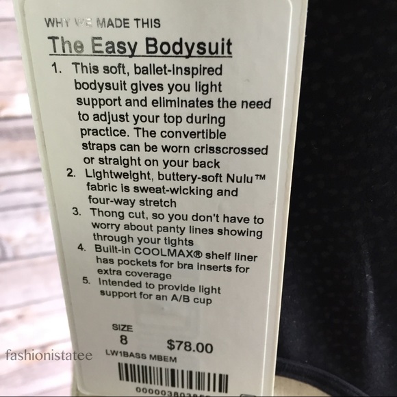 NWT BLACK LULULEMON EASY BODYSUIT MONOCHROMIC NULU - Picture 7 of 8